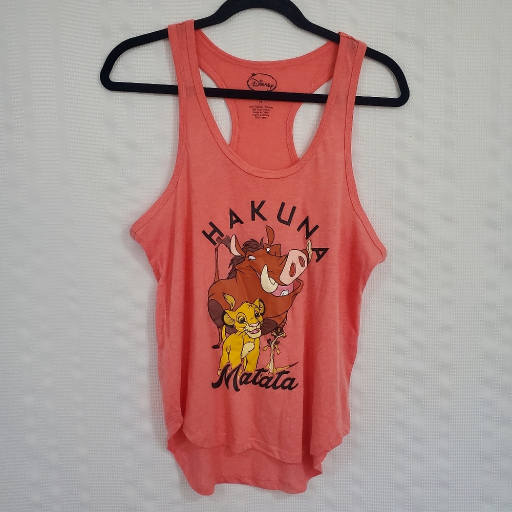 DISNEY LION KING Hakuna Matata Tank Top Orange/Pink Size Medium